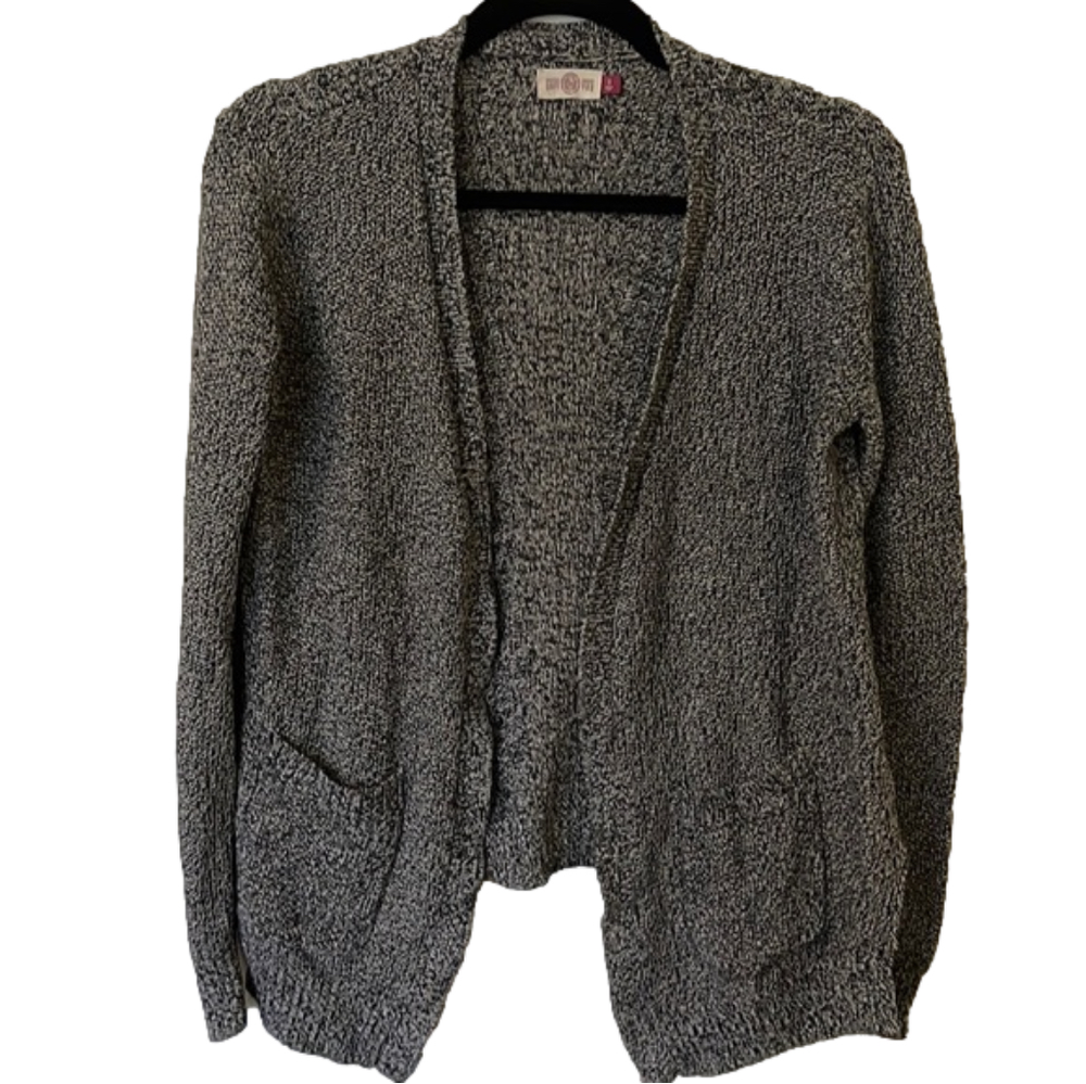 Black/white hi lo knit cardigan- size small